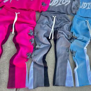 Custom Winter Solid Track Suit 100% Cotton High Quality French Terry <b>Cropped</b> 3D for Hoodie Sweatpants Set - Product Image 2