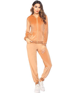 Logo personnalisé femmes 2 pièces solide velours à capuche survêtement PULVERIZER 6XL à manches longues tenue d'entraînement pour automne hiver fille ensemble - Product Image 1