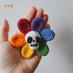 Fleurs jour des morts crâne mexique Logo personnalisé arc-en-ciel porte-clés Calaveras Crochet Halloween Amigurumi porte-clés peluche Goth jouets - Product Image 6
