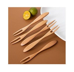 Fourchette en bois réutilisable fourchettes à aliments Prix abordables Fourchette à salade en bois de haute qualité Ensemble de serveur - Product Image 1