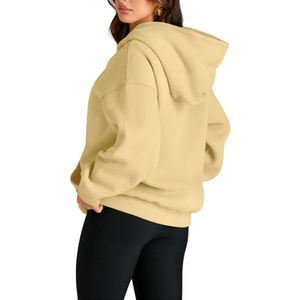 Vente en gros de sweats à capuche personnalisés pour femmes, en polaire, coupe oversize, couleur unie, coupe ample, épaules tombantes, style streetwear - Product Image 5