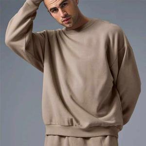 Sudadera con capucha de talla grande para hombre de alta calidad, jersey de cuello redondo de lana de algodón 100% con logotipo estampado personalizado para actividades al aire libre de invierno - Product Image 2