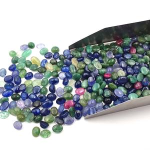 Cabujón de Piedras Preciosas Sueltas Mixtas de Rubí, Esmeralda y Zafiro Naturales, 28 Piezas, 6*7-6*11 mm, 50 CT, Cabujón de Rubí, Esmeralda y Zafiro - Product Image 5