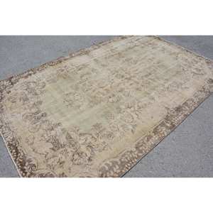 พรมตุรกีวินเทจขนแกะสีเบจสีน้ำตาลขนาด6.3x9.5ฟุตถักทอแบบแบนพร้อมลวดลายเย็บปะติดปะต่อกันสำหรับห้องนั่งเล่นตกแต่งห้องโถง - Product Image 2