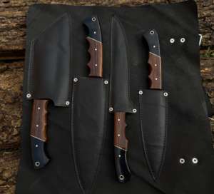 Juego de Cuchillos de Chef de Acero con Alto Contenido de Carbono Forjado a Mano al por Mayor con Mango de Madera para Uso en Restaurantes, Incluye Bolsa de Cuero, Cuchillos para Cortar Carne - Product Image 3