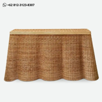 Table console en rotin artisanale - Design tissé élégant avec jupe festonnée pour la décoration de la maison
