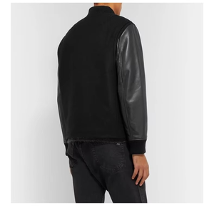 เสื้อแจ็คเก็ตเบสบอลผ้าแคนวาสปักลายตามสั่งสำหรับผู้ชาย สไตล์ฮิปสเตอร์แบบมีฮู้ดสำหรับฤดูหนาว  แบบเย็บต่อผ้า - Product Image 4