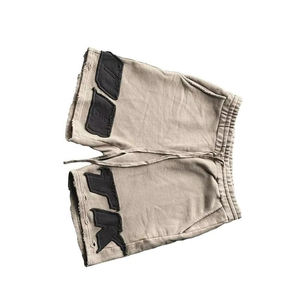 กางเกงขาสั้นผ้าฟลีซสีทึบสำหรับชายและหญิงผ้าคอตตอนสีพื้นทันสมัยปักลายสบายๆแสงแดดจางหายไป - Product Image 2