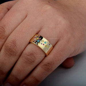 Última colección Sólido 18K Oro Multi Gms Anillo de diamantes Joyería de lujo para compromiso Aniversario de bodas - Product Image 4
