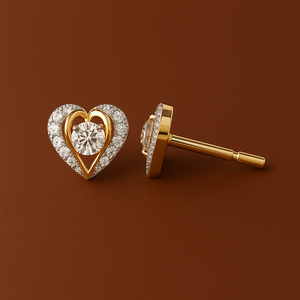 Joyería fina VVS Moissanite Pendientes de diamantes Ahuecados Diseño en forma de corazón Pendientes de oro macizo de 18K - Product Image 3