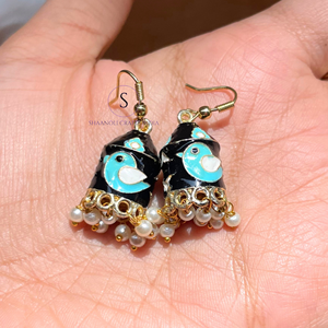 Esmalte Jhumki pendientes hechos a mano Meenakari latón tradicional Jhumka para mujeres elegante estilo indio joyería de latón - Product Image 3