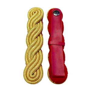 Оптовая продажа, церемониальная форма, золотые металлические Наплечные доски, шнур и узел, 3-слойный золотой витой шнур, плечи