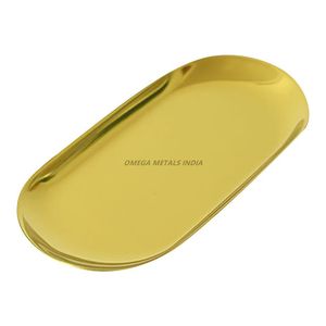 Bandeja de servicio ovalada dorada de lujo con diseño elegante y acabado pulido para una decoración elegante del hogar y ocasiones especiales - Product Image 1