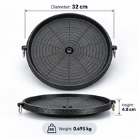Ensemble de réchaud à gaz butane portable, plaque de cuisson ronde antiadhésive de 32 cm, facile à nettoyer, kit de cuisine pour pique-nique en plein air
