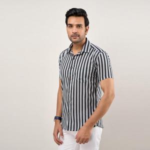 Camisa de Lino de Moda para Hombre, Verano, Manga Larga, 100% Algodón, Corte Regular, Transpirable, a Rayas - Product Image 5