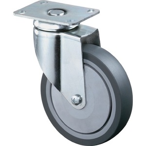 Swivel Caster Wheel 100mm Diameter 80kg Load Capacity Grey Rubber Mounting Plate by BS Casters - Product Image 1