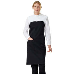 Logo personnalisé de haute qualité 100% polyester spandex toile bavette à encliqueter tabliers de chef en gros tablier imperméable noir uni - Product Image 4