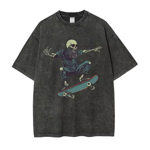 Camisetas Extra Grandes Vintage para Hombre, Unisex, con Estampado Ácido Personalizado, 100% Algodón, Cuello Redondo, Tela Transpirable de 300g, para Verano - Product Image 1