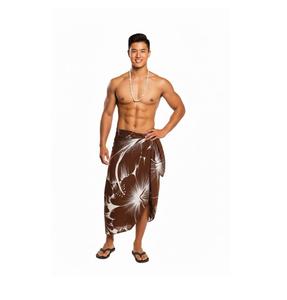 Hawaiian Pareo Polynesia <b>Men</b> Sarong Soft Poly Satin Quick Dry Beach Wrap White Label - Product Image 1