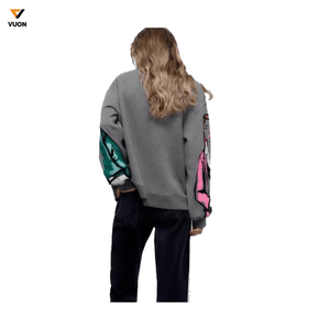 Camiseta de manga larga con estampado DTG y logotipo personalizado para mujer, camiseta de doble capa desgastada, Camisetas largas Vintage para mujer, camiseta de gran tamaño - Product Image 4