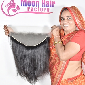 Prix de gros, cheveux humains indiens bruts populaires, frontal droit, soyeux, lisse, brillant, aspect naturel, texture disponible par l'exportation - Product Image 2