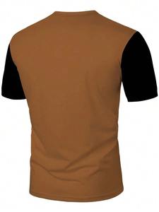 Camiseta de Hombre Personalizada con Estampado a Cuadros, 100% Algodón Ecológico, Tejido de Punto, Estilo Urbano, Cómoda y Transpirable para el Verano - Product Image 2