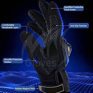 Guantes de moto antideslizantes hechos a medida con protección completa para dedos Guantes de carreras de motos de estilo clásico de cuero genuino - Product Image 2