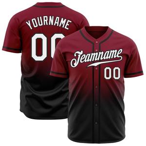 Custom Crimson White-Black Authentic Fade Fashion Camiseta de béisbol - Product Image 1