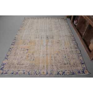 พรมตุรกีวินเทจขน8.3ft 5.9 x สีเบจถักทอแบบแบนมีลวดลายปะต่อสำหรับตกแต่งห้องนั่งเล่น - Product Image 1