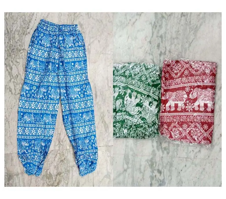 Elephant Print Thai Harem Pants for Women Clothes GC-AP-167 Available at Export Price from Indian Distributes