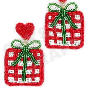 Pendientes de baloncesto con cuentas Vintage para mujer Color patriótico naranja blanco azul para boda o día conmemorativo - Product Image 6