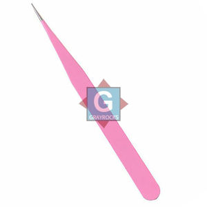 Pince à épiler professionnelle en acier inoxydable rose GE-3232-31 de Gray Rocks, haute qualité, durable, antistatique, précision - Product Image 1