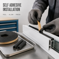 Bande d'étanchéité en caoutchouc EPDM en forme de D, auto-adhésive, extrudée, pour cadre de porte et fenêtre, fabricant OEM