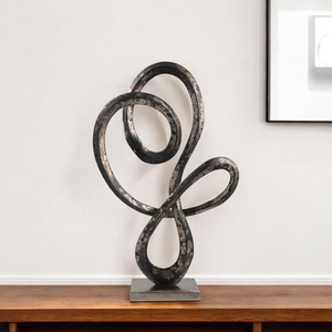 Escultura de nudo de cinta de Metal de último diseño al por mayor con Base de granito negro elegante decoración Vintage para el hogar y la Oficina acento decorativo - Product Image 3