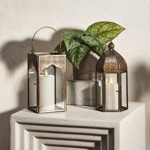 Lanterne Porte-Bougie Votif en Verre Doré Antique avec Poignée pour Événements Festifs et Décorations de Mariage, Décoration de Table - Product Image 4