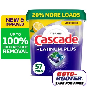 Cascade Platinum Plus Dishwasher Pods 57 Count Lemon <b>Scent</b> | High-Performance Dish <b>Soap</b> Capsules - Product Image 2