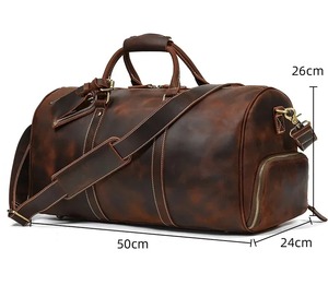 Vintage Genuine Leather Duffle <b>Bag</b> with Zipper Closure Eco-Friendly Large Capacity <b>Travel</b> & Gym <b>Weekender</b> <b>Bag</b> for Men <b>Women</b> - Product Image 1