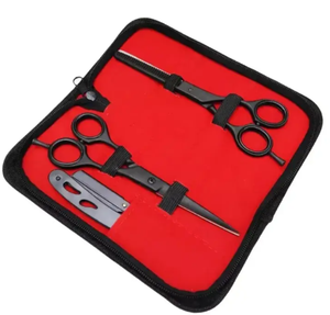 Kit de beauté à lame droite en acier inoxydable ensemble de ciseaux et rasoirs pour accessoires personnels de salon de coupe de cheveux - Product Image 1