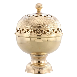 Quemador de Incienso de Latón Puro de Alta Calidad con Grabado y Acabado Pulido, Quemador de Lobán Tradicional de Latón Vintage para Decoración del Hogar - Product Image 4