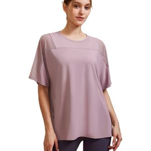 EVELYN-Ropa deportiva de verano para mujer, camiseta de manga larga de yoga y manga corta OEM ODM - Product Image 2