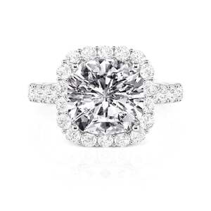 Bague de fiançailles Jeulia Halo en argent sterling avec sertissage griffes et coupe coussin - Product Image 1