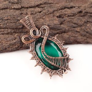 Green <b>Emerald</b> Quartz Oval Cut 925 Silver Plated Copper Wire Wrapped Fashion <b>Pendant</b> Necklace Hot Selling Product For Women - Product Image 3
