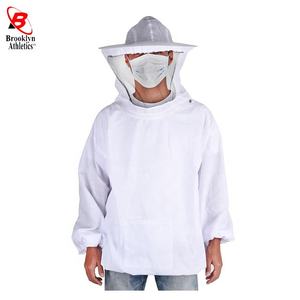 Chaqueta de apicultura totalmente ventilada de algodón 100% ignífuga con valla de velo redondo de tres capas contra velo para apicultores - Product Image 4