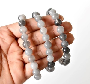 Latest Design Trendy Style Cloudy Quartz <b>Beaded</b> Round Gemstone 8mm Bracelet Natural Healing <b>Crystal</b> For Meditation Jewelry - Product Image 5