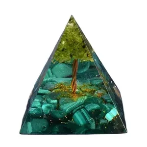Malachite Tree of Life <b>Orgone</b> Pyramid Handmade <b>Crystal</b> Healing Gemstone Gift - Product Image 1