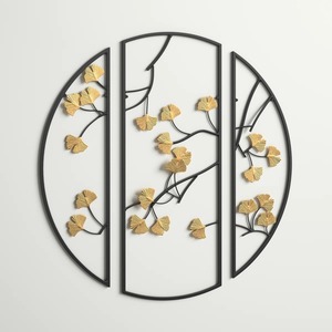 Juego de 3 Piezas de Decoración de Pared Moderna de Hierro con Hojas de Ginkgo Doradas - Arte para Ramadán, Cumpleaños, Bodas y Diwali - Product Image 6