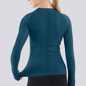 T-shirt de compression pour femmes à manches longues, yoga, athlétisme, course à pied, 100% coton, vêtements de course, vêtements de jogging, prix bas - Product Image 5
