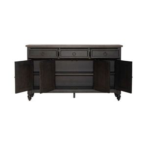 Gabinete de buffet de salón negro americano con 4 cajones y estante ajustable Gabinete de aparador de madera superior rústico de madera para sala de estar - Product Image 3