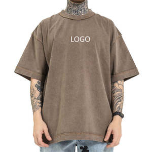 Logo personnalisé lourd en gros T-shirt pour hommes délavé vintage 100% coton T-shirt surdimensionné délavé à l'acide pour la conception de logo OEM pour hommes - Product Image 3