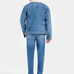 แจ็กเก็ตผ้าเดนิมแนวสตรีทสำหรับผู้ชาย, เสื้อแจ็กเก็ตผ้าขนเทียมป้องกันแบคทีเรียระบายอากาศได้ดีเหมาะสำหรับฤดูหนาวและอากาศหนาว - Product Image 2